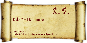 Kórik Imre névjegykártya